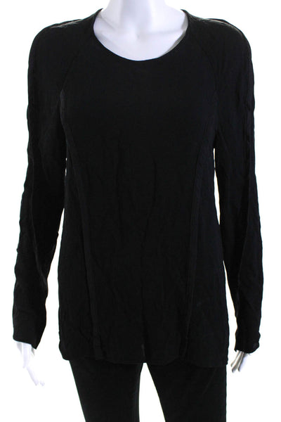 3.1 Phillip Lim Women's Round Neck Long Sleeves Work Wear Blouse Black Size S