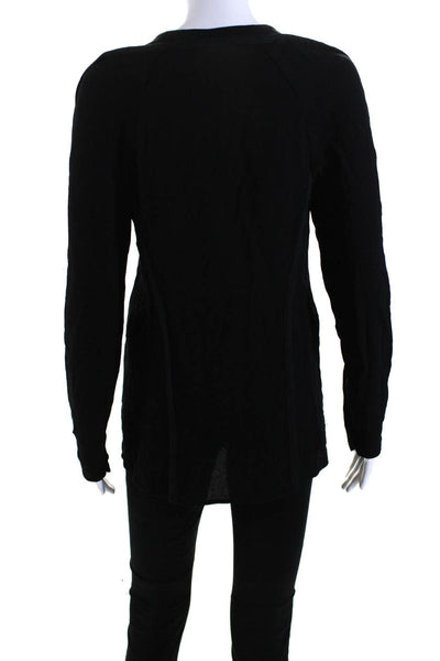 3.1 Phillip Lim Women's Round Neck Long Sleeves Work Wear Blouse Black Size S