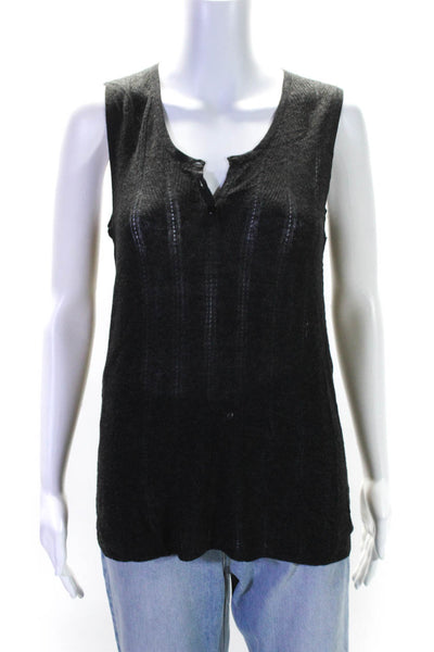 Elie Tahari Womens Sleeveless Scoop Neck Cashmere Blouse Top Gray Size Small