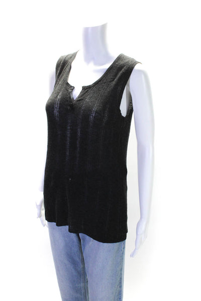 Elie Tahari Womens Sleeveless Scoop Neck Cashmere Blouse Top Gray Size Small