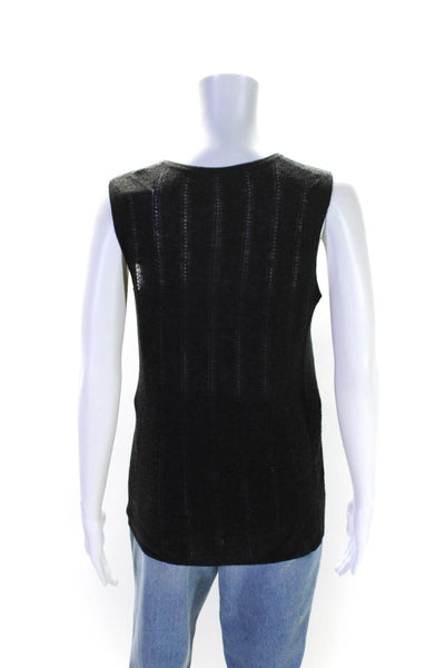 Elie Tahari Womens Sleeveless Scoop Neck Cashmere Blouse Top Gray Size Small