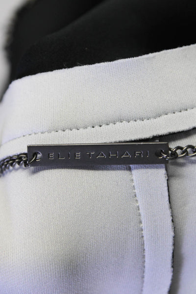 Elie Tahari Womens Front Zip Crew Neck Neoprene Trim Jacket Black Wool Size 4