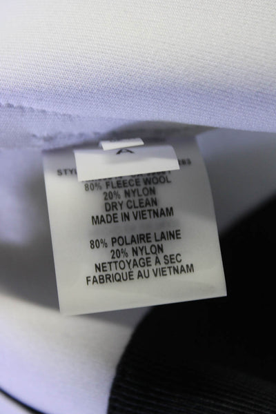Elie Tahari Womens Front Zip Crew Neck Neoprene Trim Jacket Black Wool Size 4