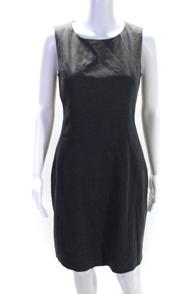 Elie Tahari Womens Back Zip Sleeveless Scoop Neck Sheath Dress Gray Wool Size 6