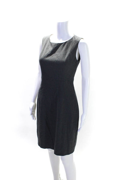 Elie Tahari Womens Back Zip Sleeveless Scoop Neck Sheath Dress Gray Wool Size 6