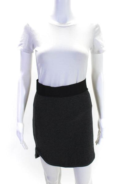 Elie Tahari Sport Womens Elastic Waistband High Low Knit Skirt Gray Size Small