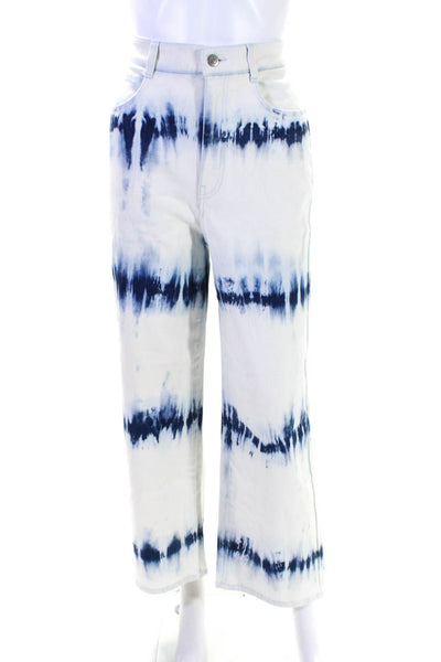 Stella McCartney Womens Cotton Tie Dye Buttoned High Waist Pants Blue Size EUR29