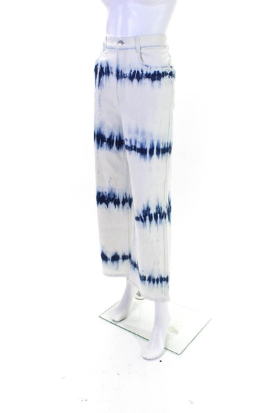 Stella McCartney Womens Cotton Tie Dye Buttoned High Waist Pants Blue Size EUR29