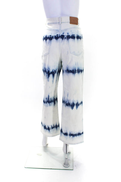 Stella McCartney Womens Cotton Tie Dye Buttoned High Waist Pants Blue Size EUR29