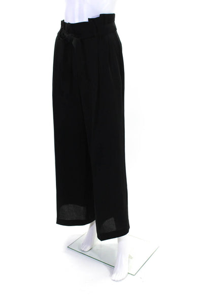 Natan Edition Womens Cotton Crepe Paperbag Waist Wide Leg Trousers Black Size 38