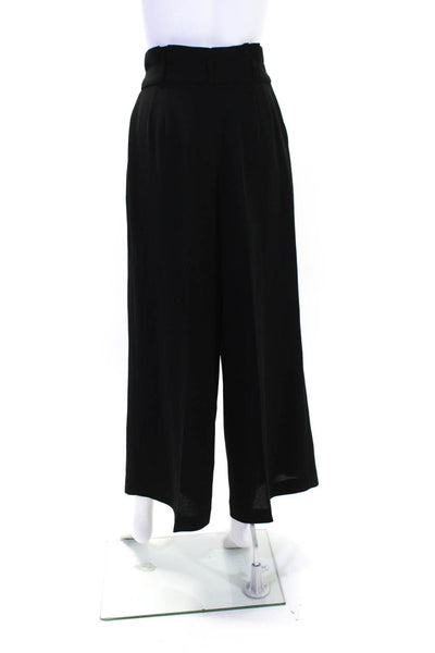 Natan Edition Womens Cotton Crepe Paperbag Waist Wide Leg Trousers Black Size 38