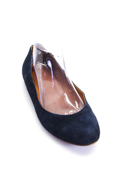 Margaux Womens Suede Almond Toe Flat Heel Slip On Flats Navy Blue Size 8US