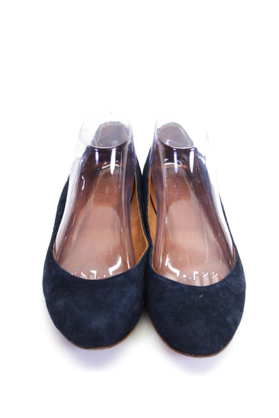 Margaux Womens Suede Almond Toe Flat Heel Slip On Flats Navy Blue Size 8US