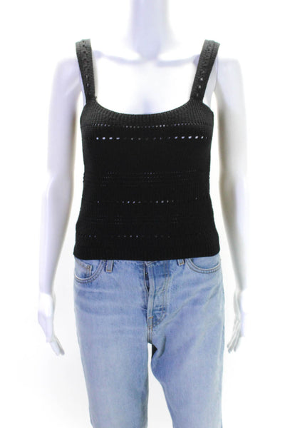 Rails Women's Square Neck Sleeveless Knit Cropped Tank Top Black Size S