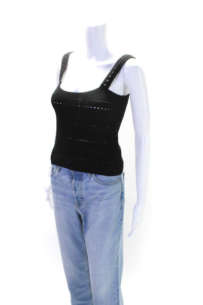 Rails Women's Square Neck Sleeveless Knit Cropped Tank Top Black Size S