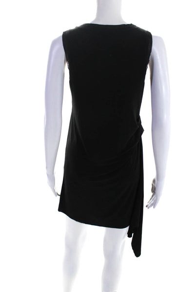 T Tahari Womens Sleeveless Scoop Neck Asymmetrical Knit Dress Black Size Small