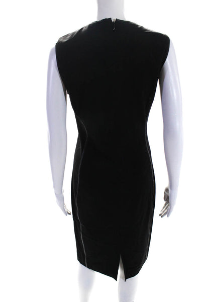 T Tahari Womens Back Zip Sleeveless Knee Length V Neck Sheath Dress Black Size 4