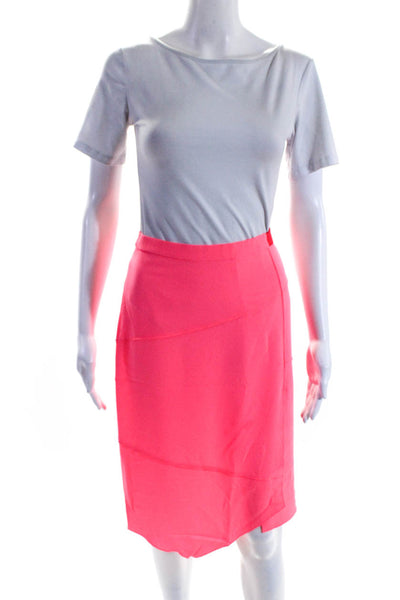 Elie Tahari Womens Elastic Waistband Asymmetrical Pencil Skirt Pink Size 4