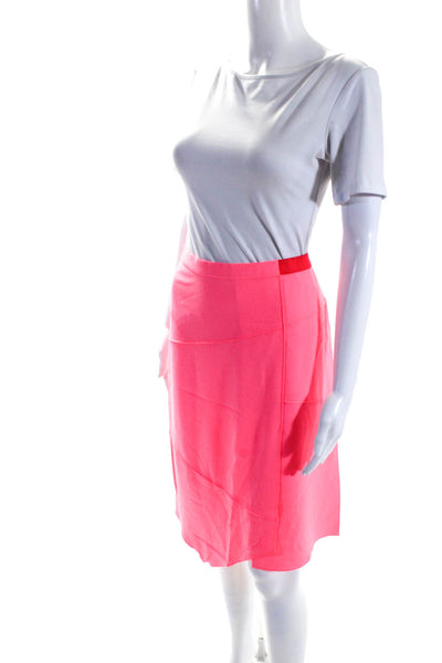 Elie Tahari Womens Elastic Waistband Asymmetrical Pencil Skirt Pink Size 4