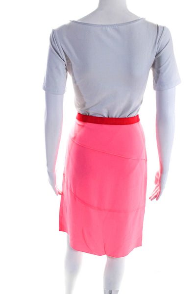 Elie Tahari Womens Elastic Waistband Asymmetrical Pencil Skirt Pink Size 4