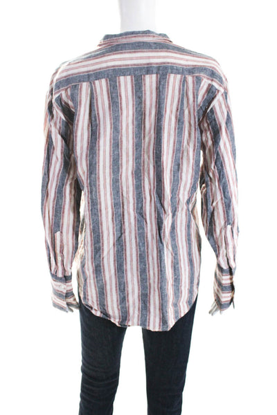 Frame Womens Striped Print Long Sleeve Button Down Shirt Top Multicolor Size S