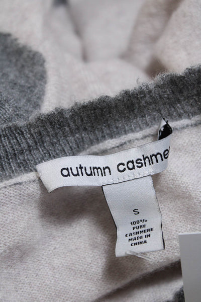 Autumn Cashmere Womens Cashmere Knit Argyle Print Crewneck Sweater Gray Size S