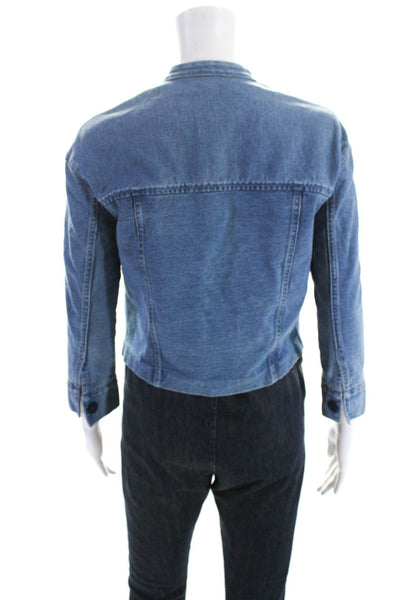 Nanette Lepore Womens Cotton Denim 3/4 Sleeve Cropped Jean Jacket Blue Size XS