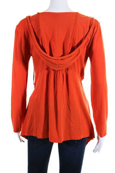 Cop Copine Womens Solid Orange Long Sleeve Asymmetric Hoodie Top Size 3