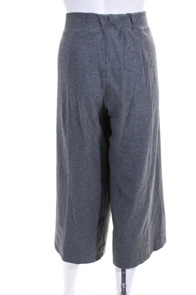 Eileen Fisher Womens Gray Cotton High Rise Wide Leg Crop Pants Size L