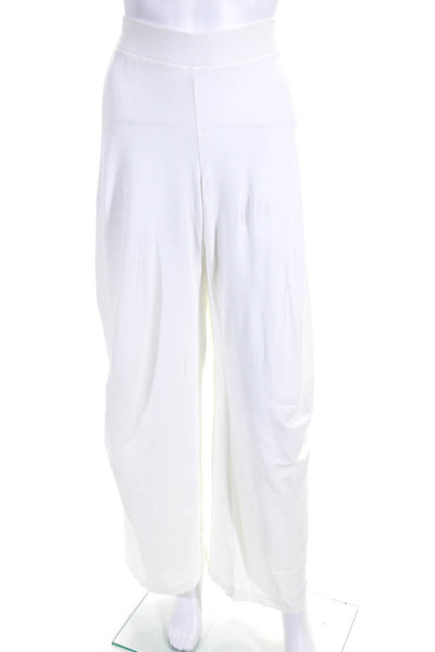 Eileen Fisher Womens Solid White High Rise Pull On Straight Leg Pants Size L