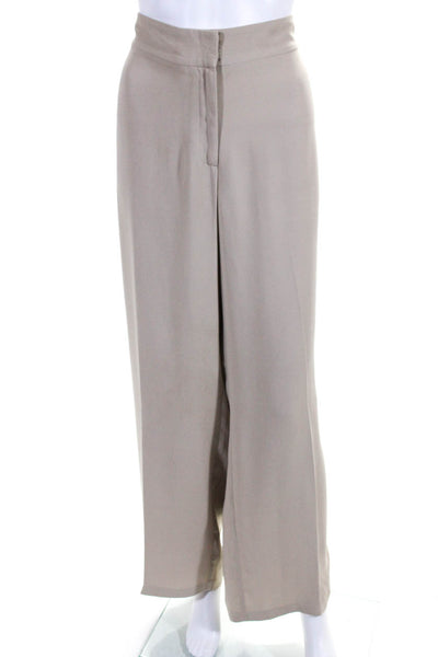 Eileen Fisher Womens Beige High Rise Pleated Straight Leg Dress Pants Size L