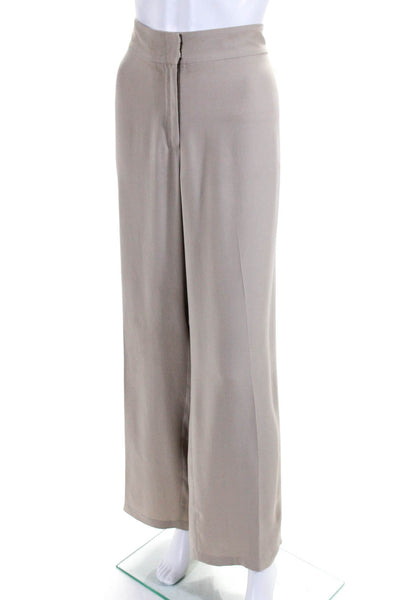 Eileen Fisher Womens Beige High Rise Pleated Straight Leg Dress Pants Size L