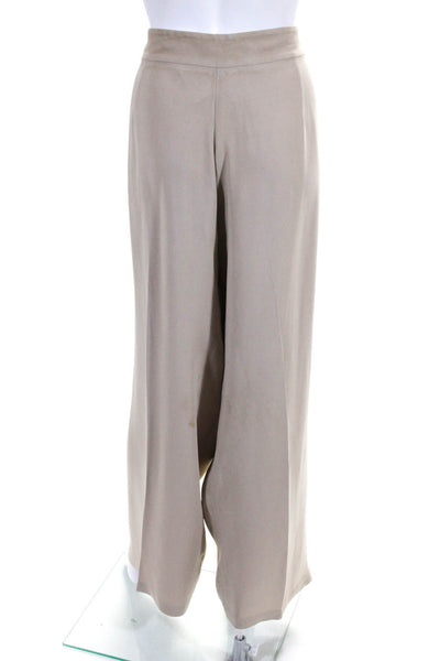 Eileen Fisher Womens Beige High Rise Pleated Straight Leg Dress Pants Size L