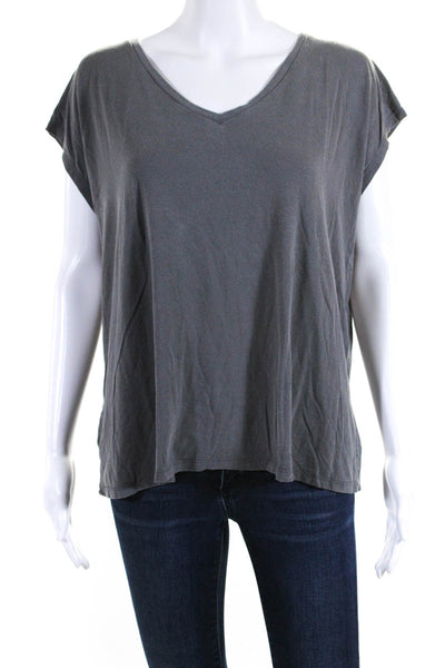 Eileen Fisher Womens Faded Gray Scoop Neck Sleeveless Muscle Tee Top Size L