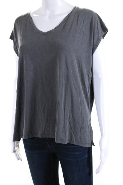 Eileen Fisher Womens Faded Gray Scoop Neck Sleeveless Muscle Tee Top Size L