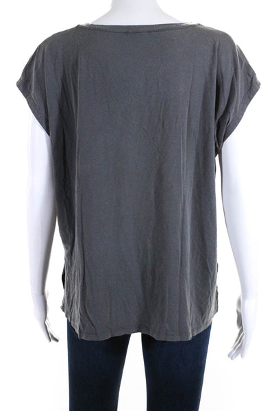 Eileen Fisher Womens Faded Gray Scoop Neck Sleeveless Muscle Tee Top Size L