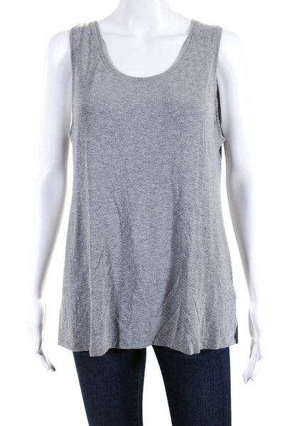 Eileen Fisher Womens Gray Scoop Neck Sleeveless Tank Top Size L