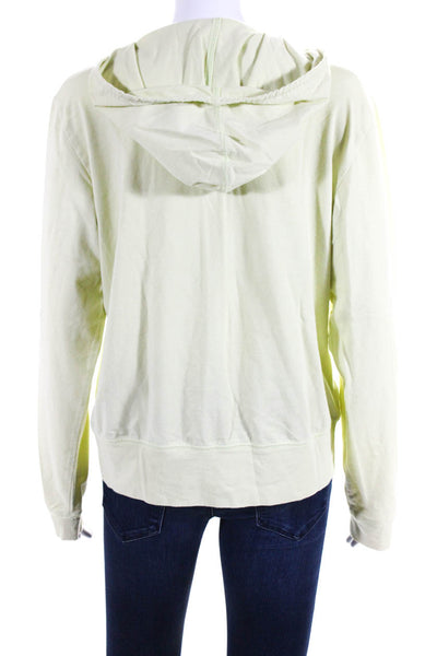 Eileen Fisher Womens Neon Green Full Zip Long Sleeve Hoodie Top Size L