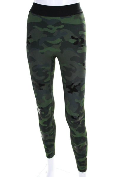 Ultracor Womens High Rise Camouflage Cropped Leggings Green Black Size Small