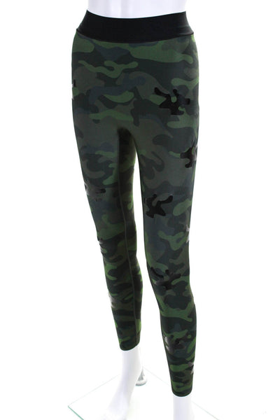 Ultracor Womens High Rise Camouflage Cropped Leggings Green Black Size Small