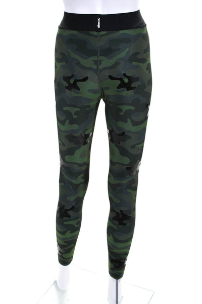 Ultracor Womens High Rise Camouflage Cropped Leggings Green Black Size Small