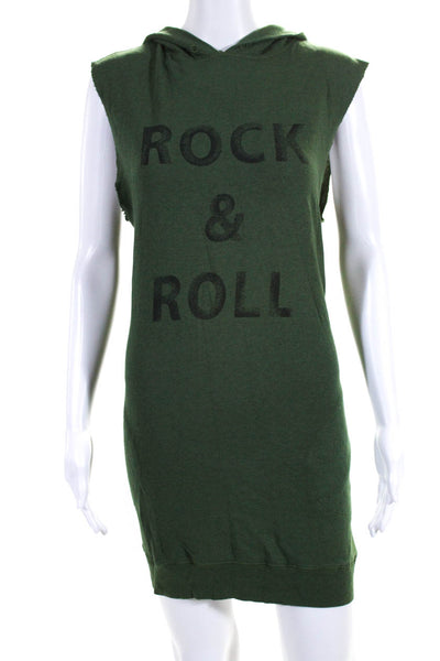 Zadig & Voltaire Womens Rock & Roll Cutoff Sleeve Hood Sweatshirt Dress Green XS