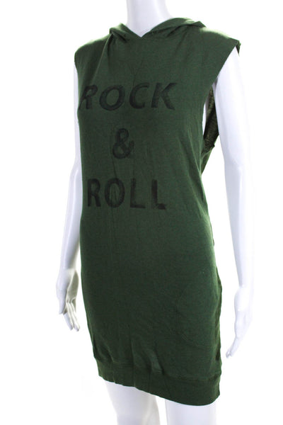 Zadig & Voltaire Womens Rock & Roll Cutoff Sleeve Hood Sweatshirt Dress Green XS