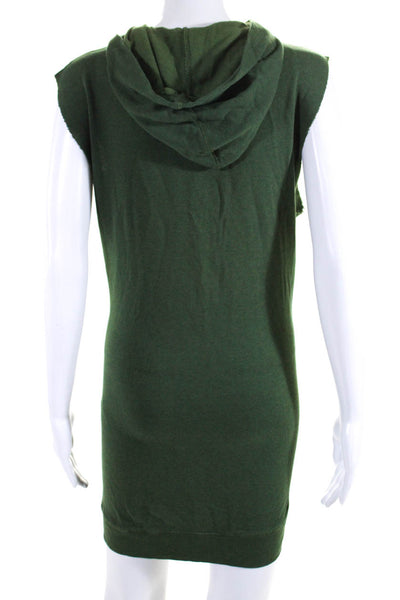 Zadig & Voltaire Womens Rock & Roll Cutoff Sleeve Hood Sweatshirt Dress Green XS