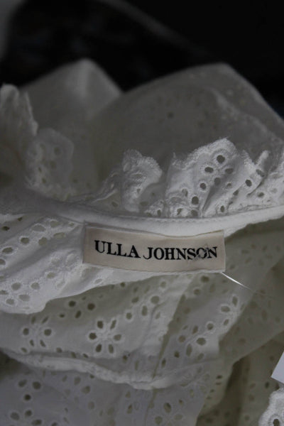 Ulla Johnson Womens Cotton Eyelet Long Sleeve Unlined V-Neck Blouse White Size 0