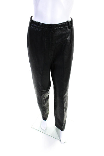 Siena Studio Womens Zipper Fly High Rise Straight Leg Leather Pants Black 12