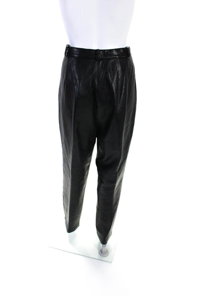 Siena Studio Womens Zipper Fly High Rise Straight Leg Leather Pants Black 12