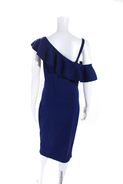 D Exterior Womens One Shoulder Sleeveless Body Con Dress Blue Size Medium