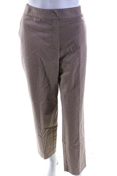 St. John Womens Zipper Fly High Rise Pleated Straight Leg Pants Brown Size 10