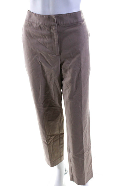 St. John Womens Zipper Fly High Rise Pleated Straight Leg Pants Brown Size 10